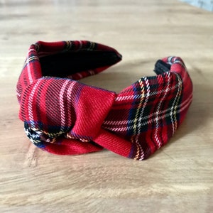 Navy Blue and Black Tartan Knotted Headband Plaid image 8