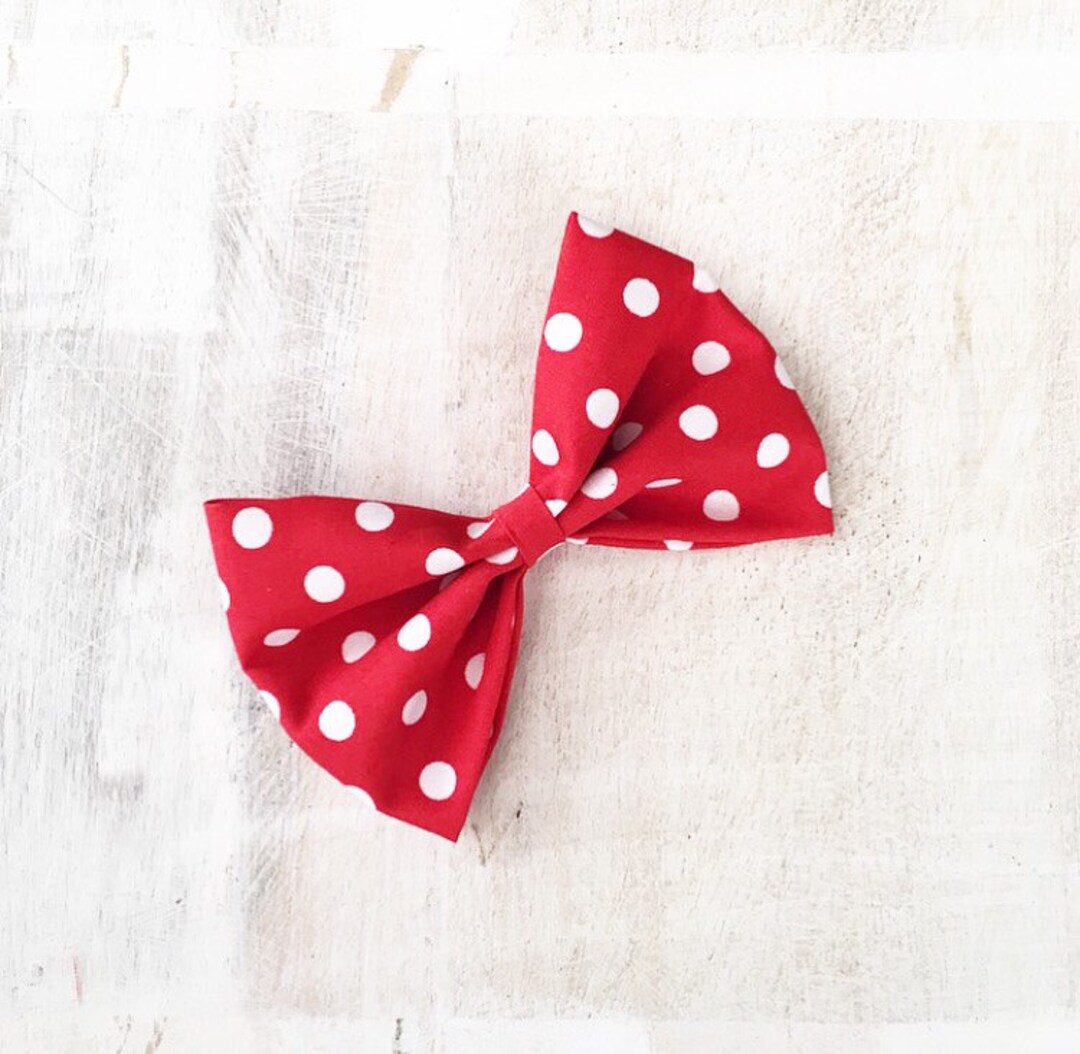 Red With White Polka Dot Hair Bow Pin up - Rockabilly - Etsy