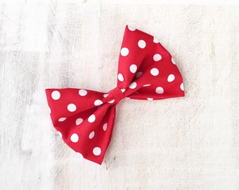 Red with white polka dot hair bow Pin up - Rockabilly