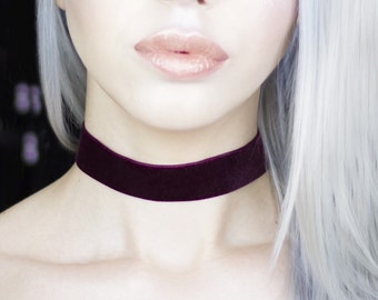 Wijde choker bordeauxrood fluweel - ketting - kerst