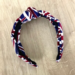 Diadema con nudo Union Jack / Rojo, blanco y azul / Día de la Victoria en Europa imagen 4