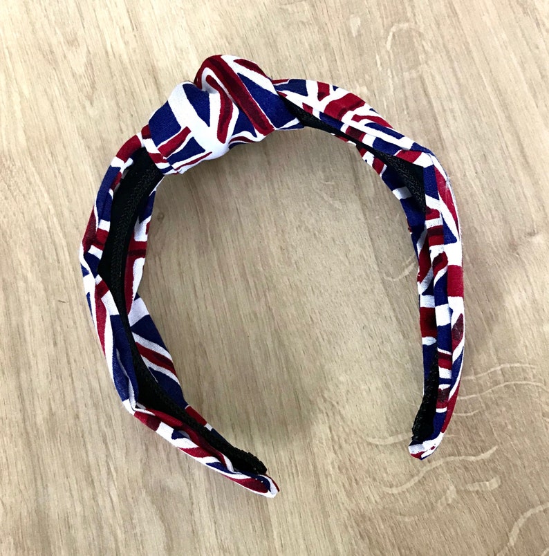 Diadema con nudo Union Jack / Rojo, blanco y azul / Día de la Victoria en Europa imagen 4