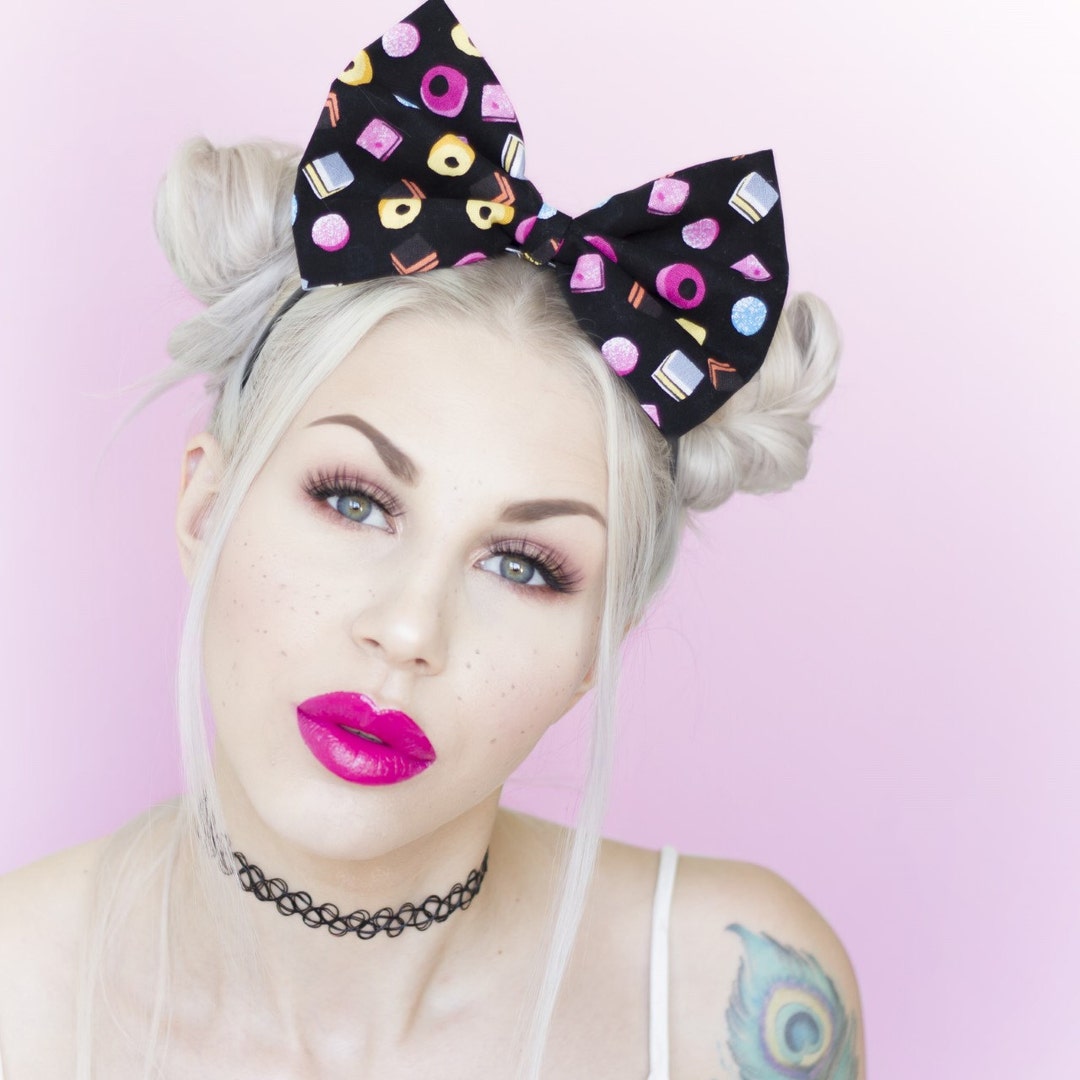 Liquorice Allsort Candy Print Bow Headband Pin up Girl Etsy
