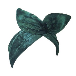 Emerald Green crushed velvet vintage wire headband image 2