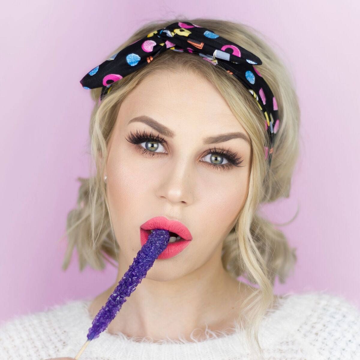 Liquorice allsorts Candy Print Wire Headband ROCKABILLY Pin up