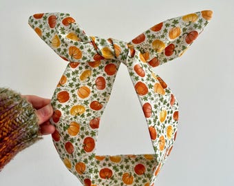 Pumpkin Spice Orange and White Wired Headband | Fall | Autumn | Halloween