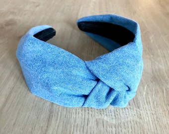 Bleached Light Denim Knotted Headband