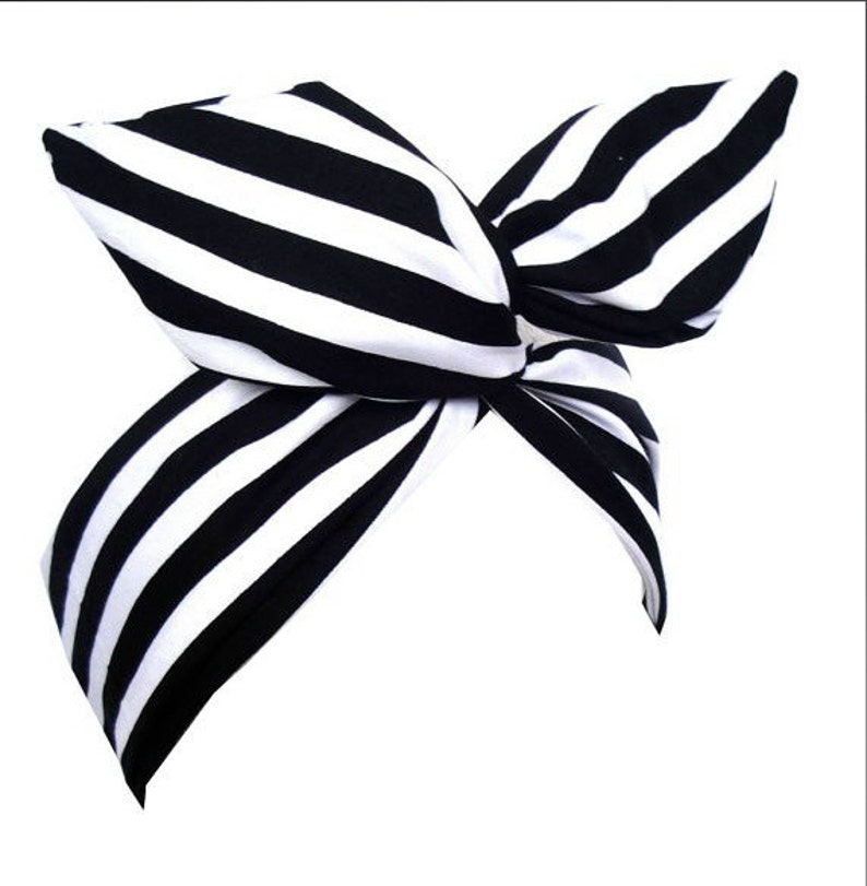Black & White Candy Striped Wired Headband image 2