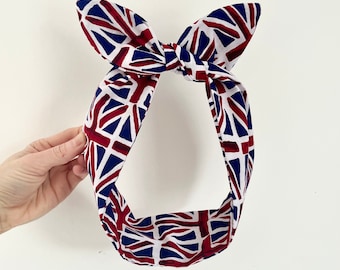 Diadema con alambre Union Jack / Rojo, blanco y azul patriótico / Día de la Victoria en Europa
