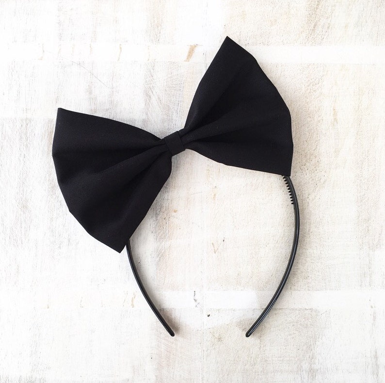 Black bow headband Rockabilly Pin up girl image 2