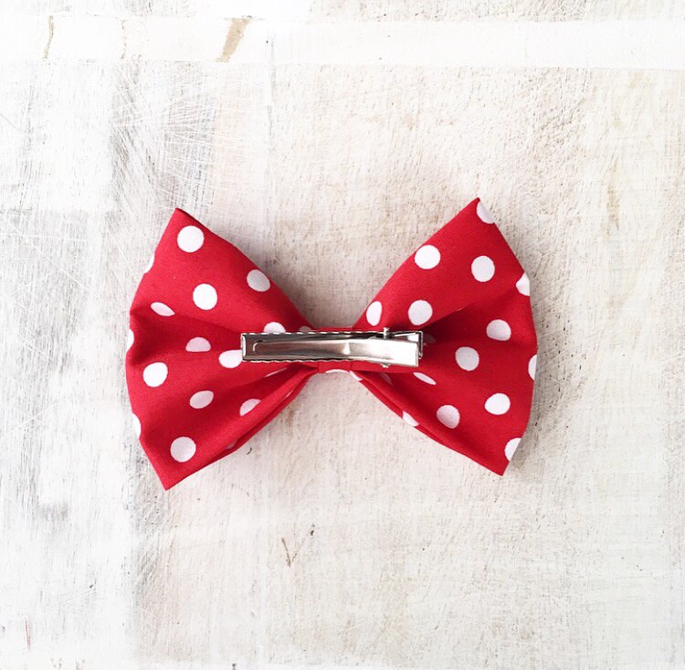 Red With White Polka Dot Hair Bow Pin up - Rockabilly - Etsy