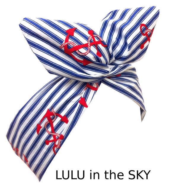 Sailor Navy Blue with Silver Anchor wire headband Nautical
