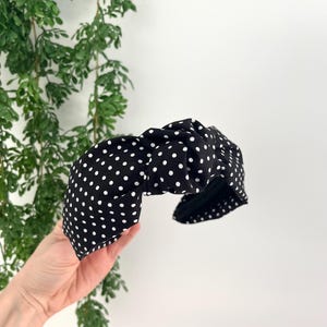 Black and White Polka Dot Knot Headband