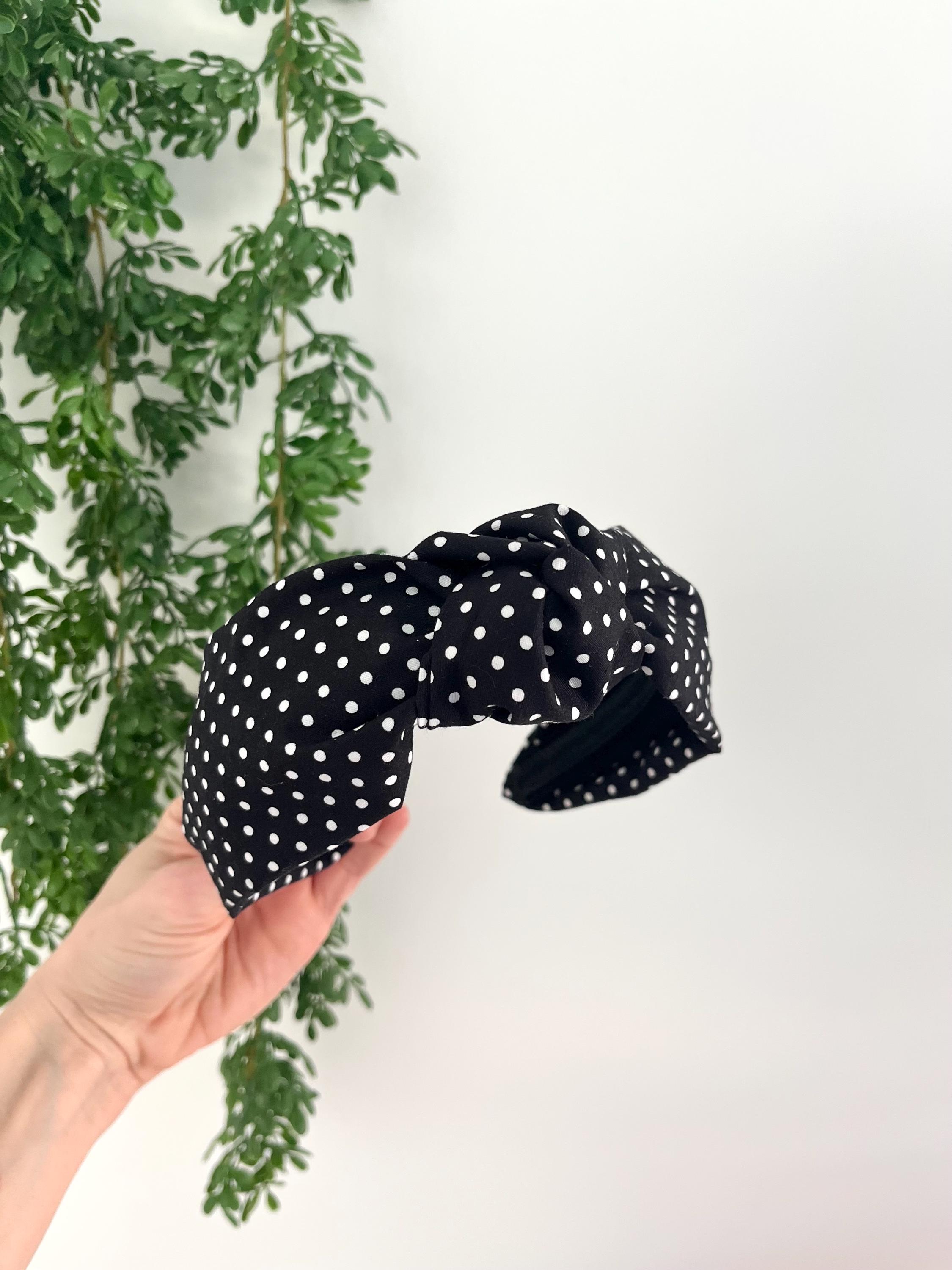 Black and White Polka Dot Knot Headband - Etsy