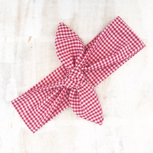 Rot weiß kariertes Vichykaro Haarband zum Binden Pin up Rockabilly Kawaii