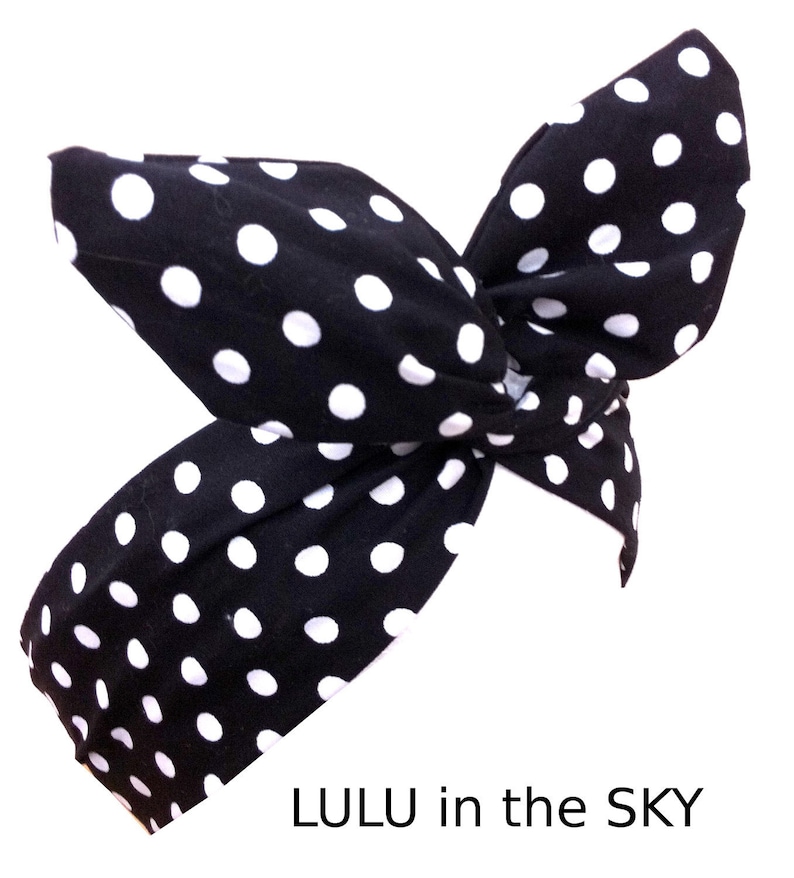 Black & White Polka Dot Wired Headband Hair Wrap - Etsy