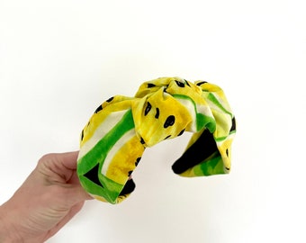 Yellow and Lime Melon Fruit print knotted headband