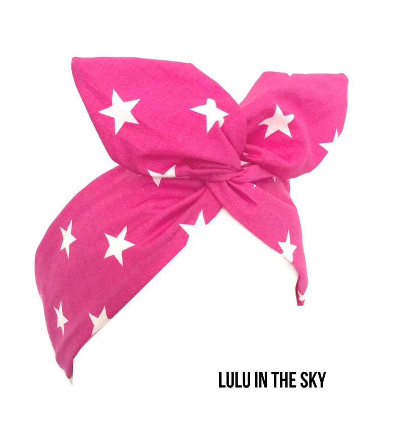 Pink Star Print Wired Headband Hair Wrap image 1