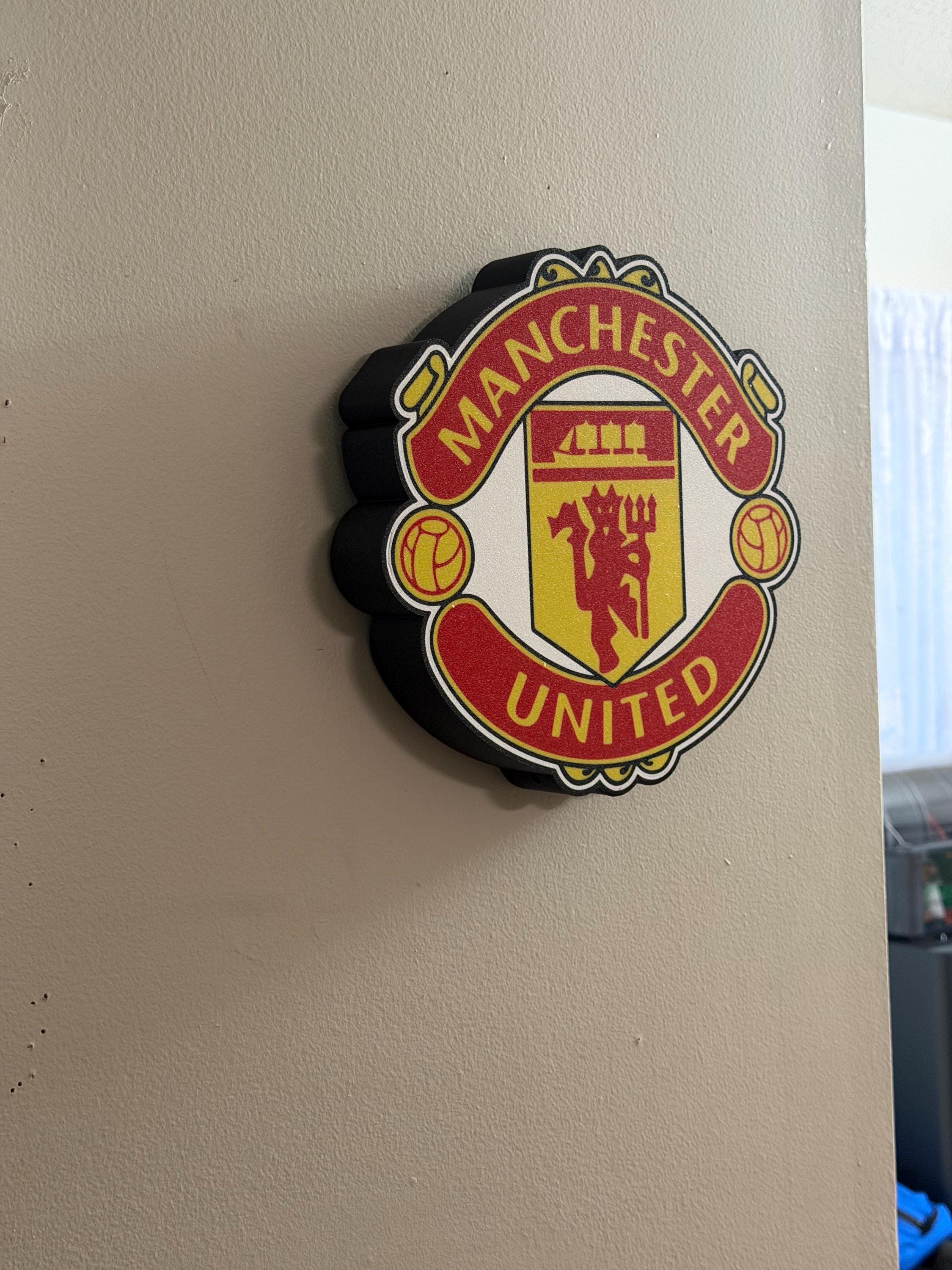 Logo Lumineux Manchester United - Lampe Décorative Noir Fait Main 2023