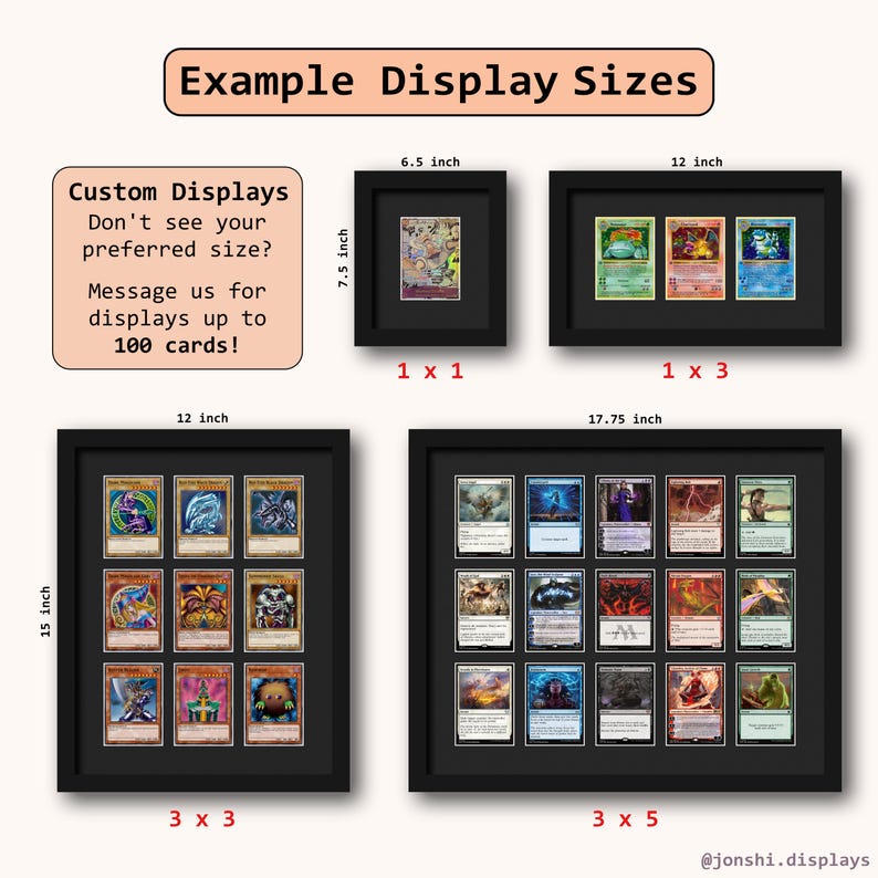 Custom Trading Card Display Frame | UV Protective Acrylic Available | Pokémon, Yu-Gi-Oh!, Magic The Gathering, Sports Cards afbeelding 2