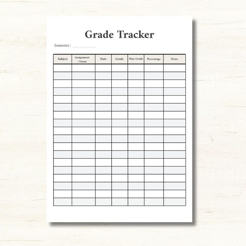 Subject Tracker Pdf Minimal Grade Tracker Printable, Academic Organizer (A4 & US Letter PDF ...