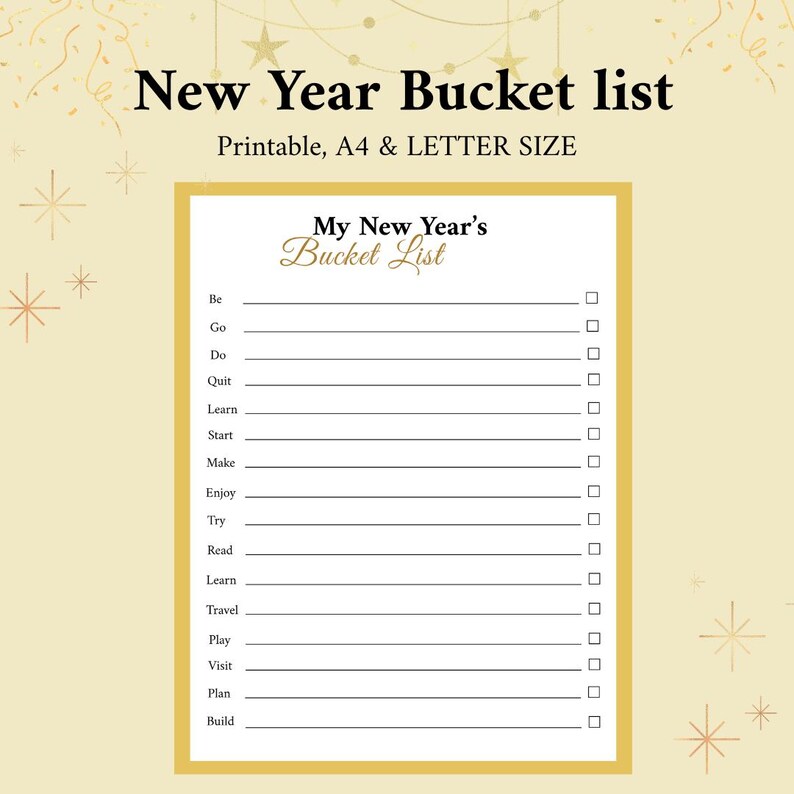 New Year Bucket List 2026, Printable Goal Planner to Do List - Etsy