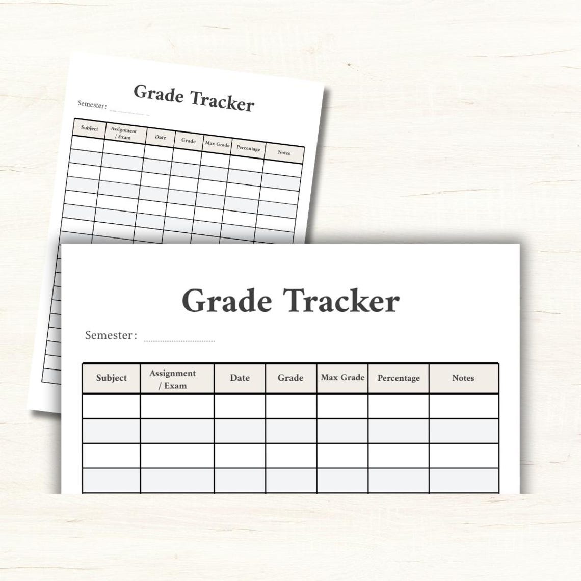 Minimal Grade Tracker Printable, Academic Organizer (A4 & US Letter PDF ...