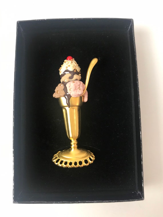 Vintage Bob Mackie Ice Cream Sundae Brooch