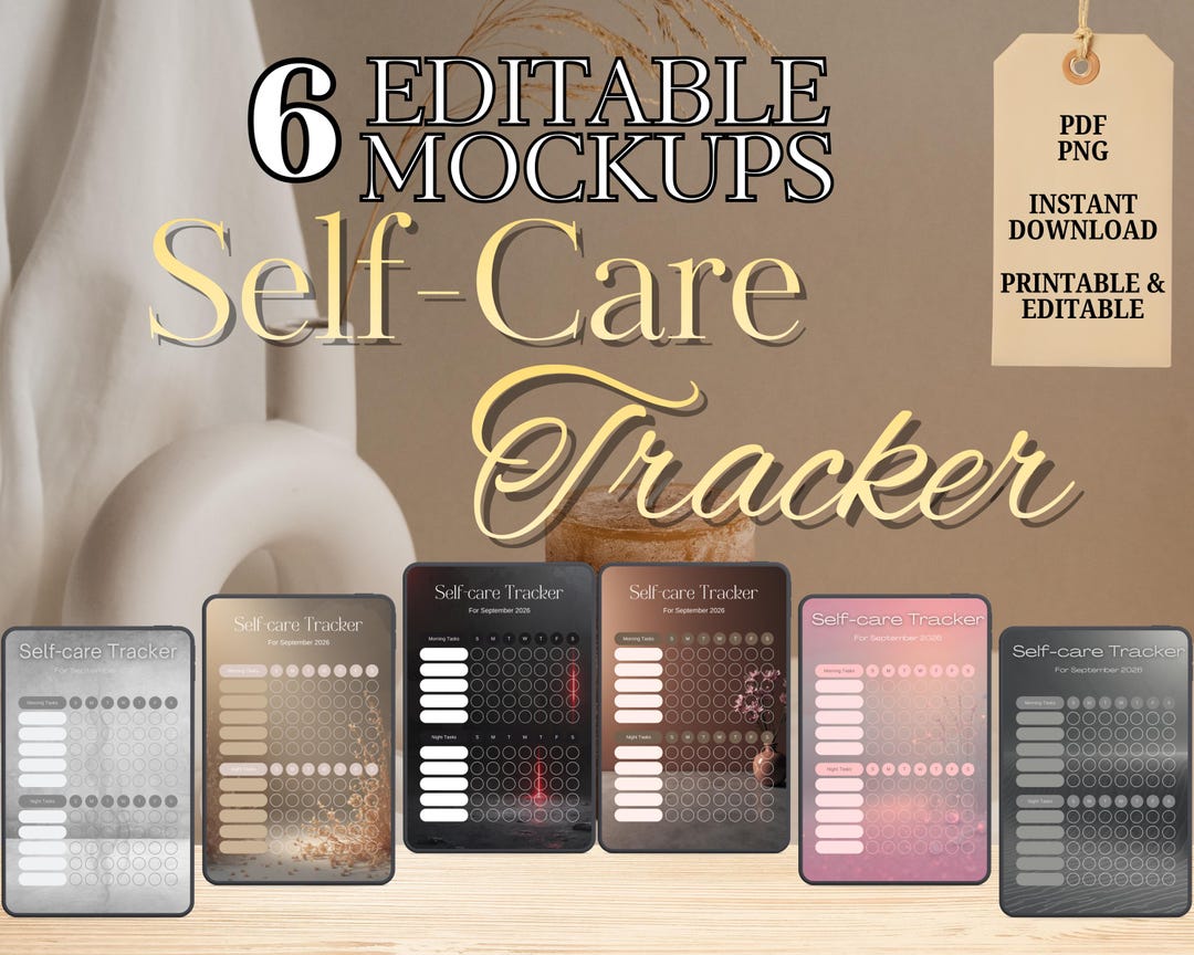 Self-care Tracker Editable Canva 6 Wellness & Mental Health Planner ...