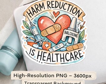 Redução de Danos na Saúde PNG, Adesivo de Naloxona, Presente para Profissional de Saúde Mental, PNG para Cricut, Conscientização sobre Transtornos por Uso de Substâncias, Download Digital