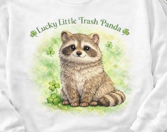 Lucky Little Trash Panda PNG Sublimation Design | St Patrick’s Day Raccoon Graphic | Shamrock Shirt Design | Instant Download |