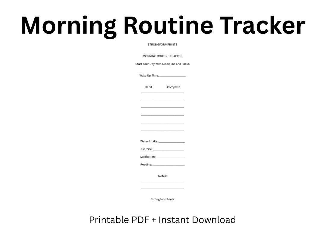 Morning Routine Tracker Printable: Daily Habit Planner (digital ...