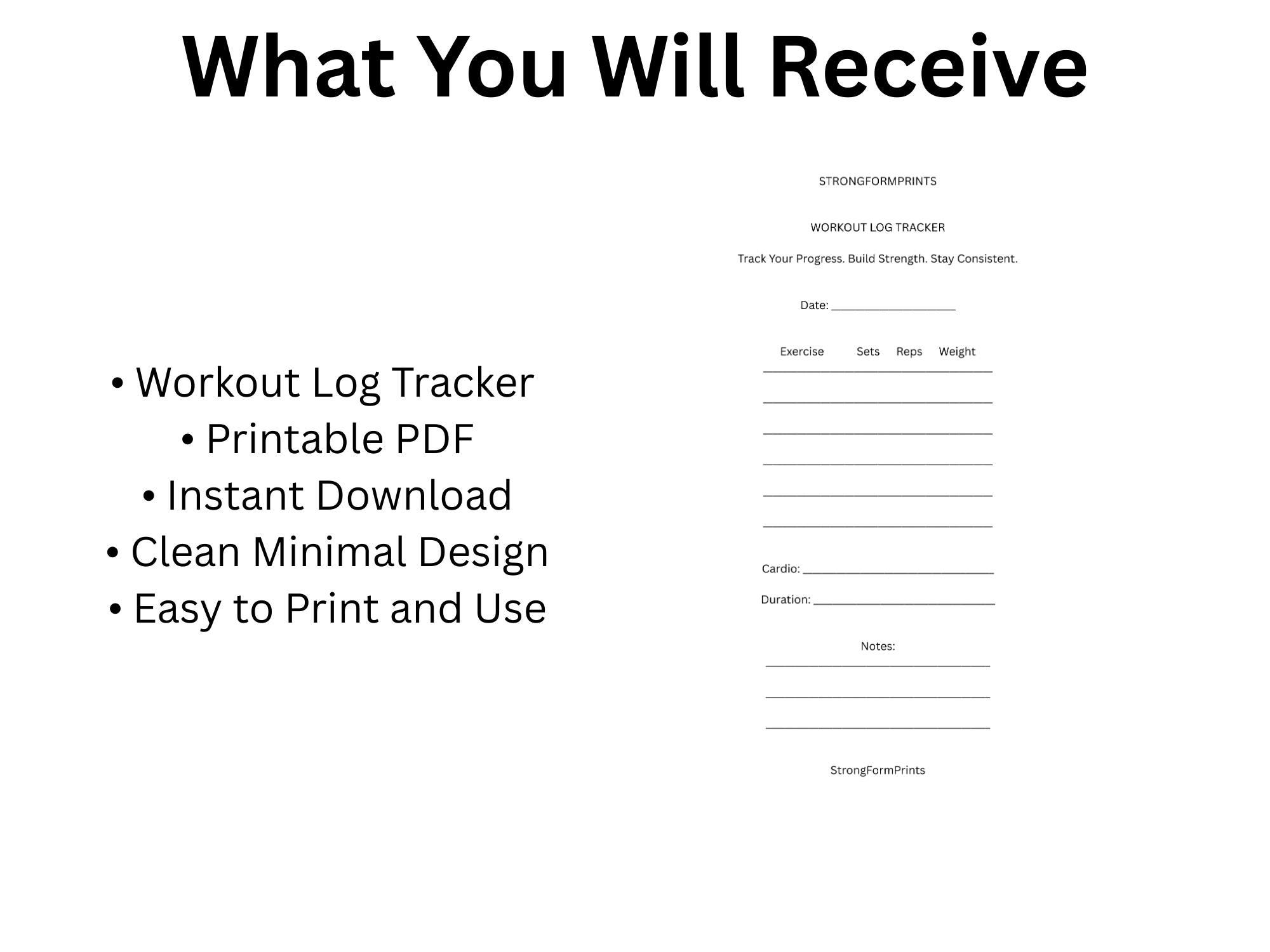 Gym Workout Log Tracker Printable - Fitness Planner (digital Download ...