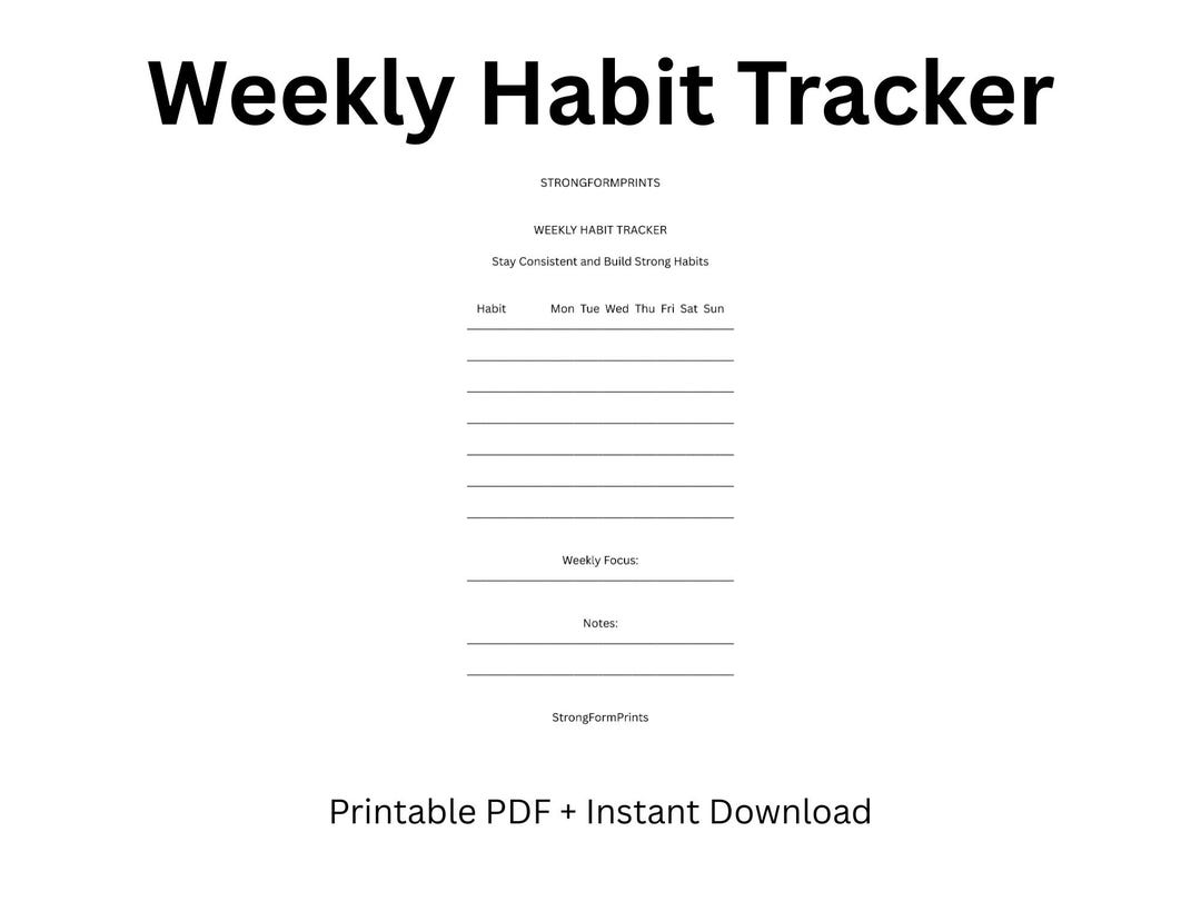 Weekly Habit Tracker Printable PDF (digital Download) - Etsy