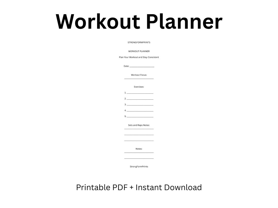 Workout Prep Plan Chart.pdf Workout Planner Printable PDF (digital Download) - Etsy