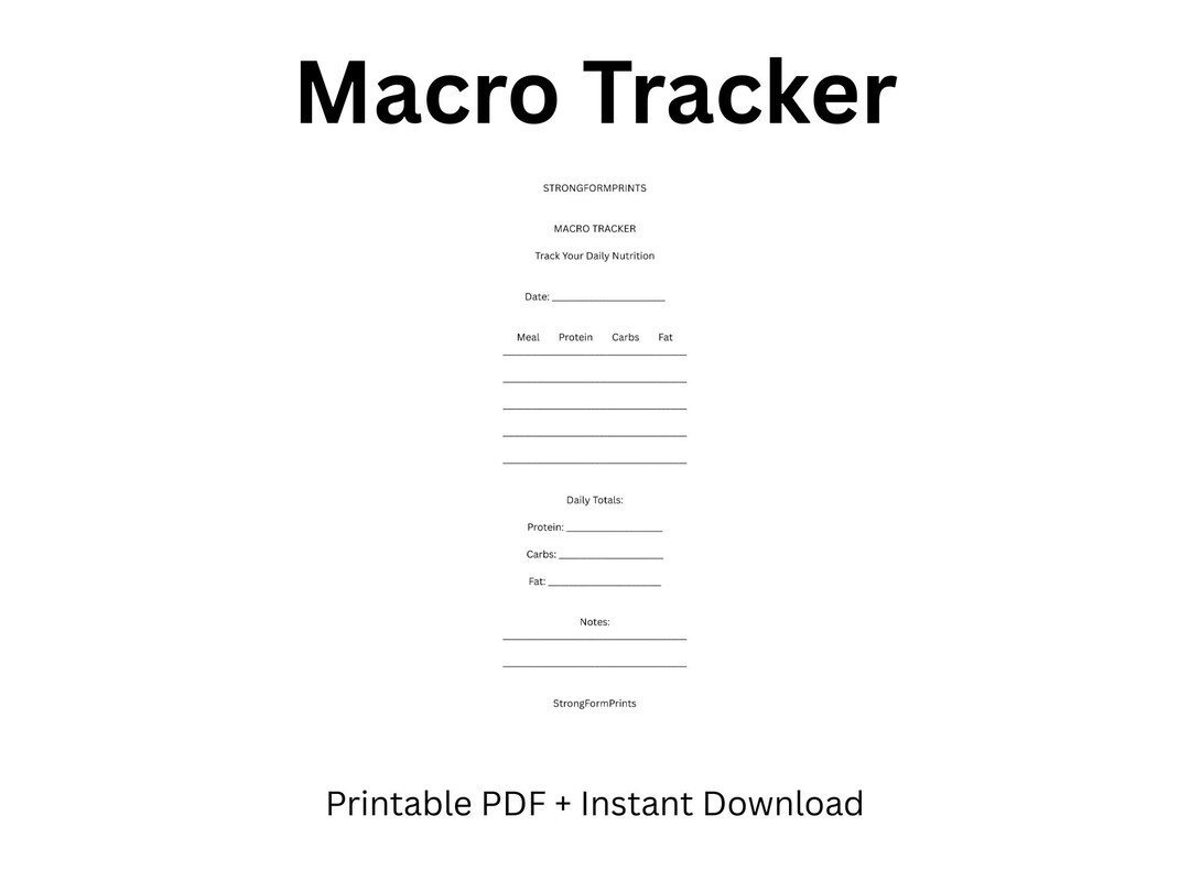 Macro Tracker Printable PDF: Nutrition Log (digital Download) - Etsy ...