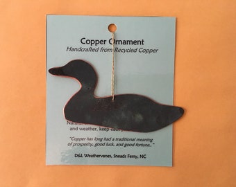 Duck (Decoy) Ornament - Handcrafted out of Recycled Copper