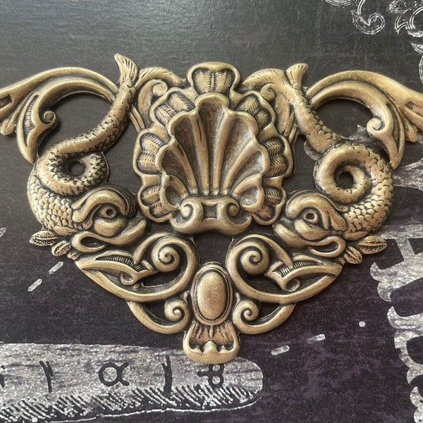 Steampunk Sea Monsters Centerpiece, Brass Stamping, Brass Ox