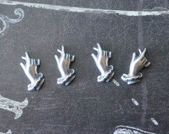 Brass Mini Hands, Lady's Hands, Sterling Silver Finish, FOUR