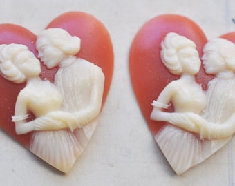 necklace Vintage style Resin apricot Gemme Cameo Apricot Angel