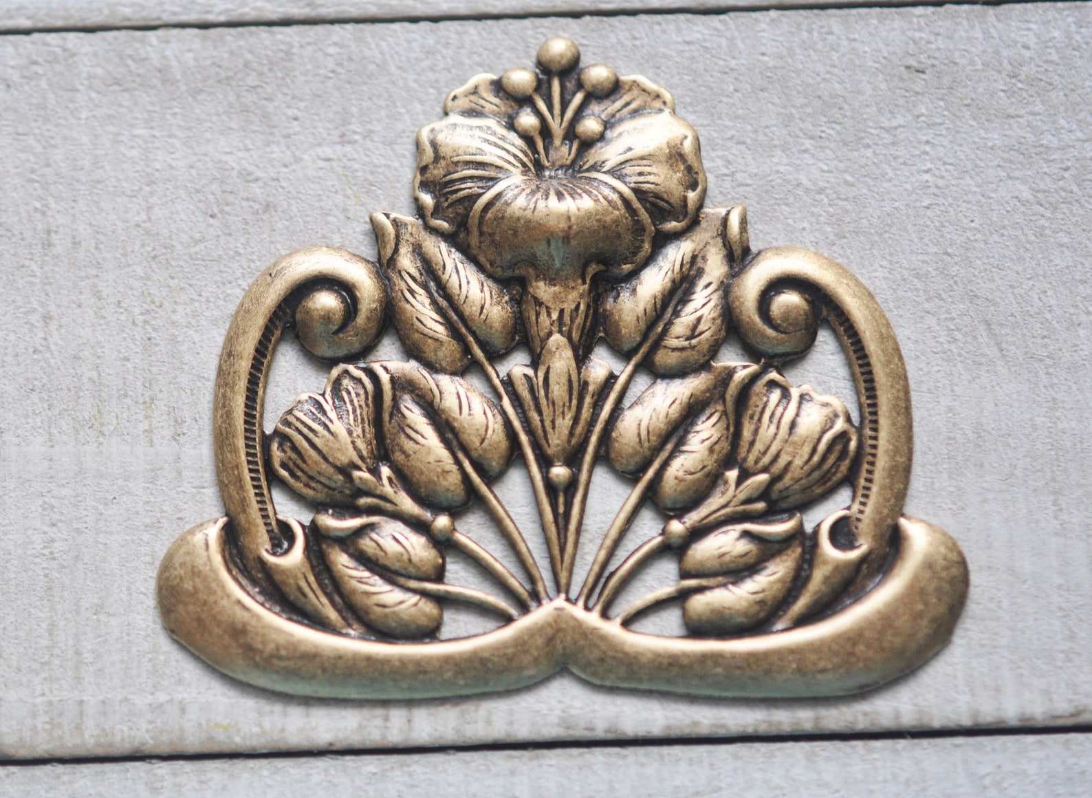 Art Nouveau Ornaments Brass Stampings Brass Ox TWO Etsy