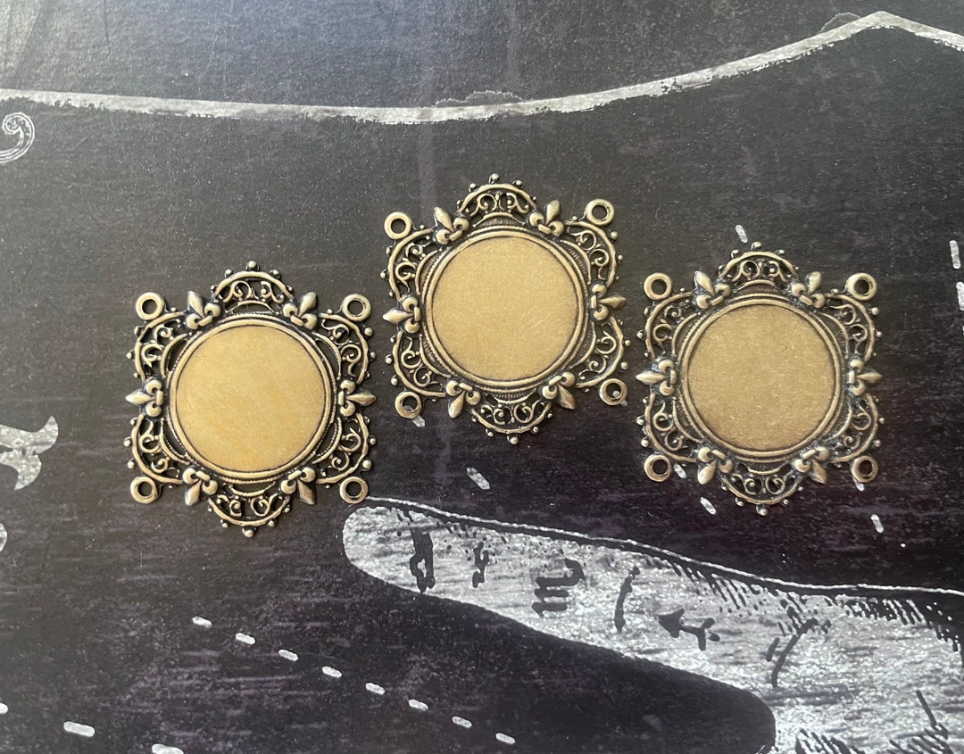 Brass Jewelry Connectors With Lace Edges THREE Brass Ox Etsy