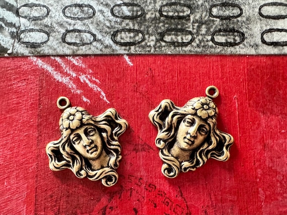 Bohemian Gypsy Brass Charms, Brass Ox, TWO