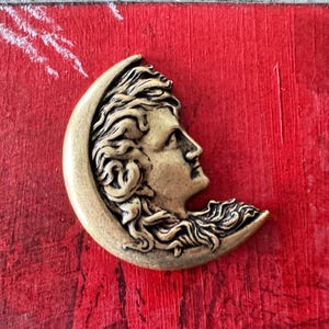 Art Nouveau Lady Moon Brass Stamping, Brass Ox