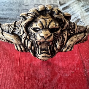 Cuff Embellishment with Lion, Brass Stamping, Brass Ox