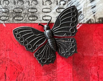 Butterfly Brass Stamping, Black Satin Finish