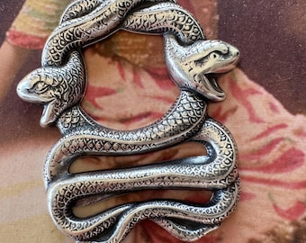 Doppelschlangen Messing, Sterling Silber Finish, 18 mm Öffnung