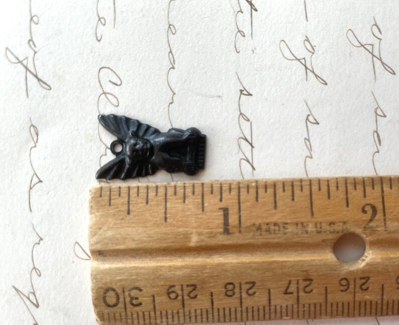 Brass Winged Gargoyle charms, Black Satin Finish image 3