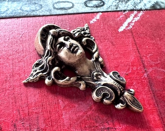 Dimensional Greek Goddess Brass Stamping, Brass Ox