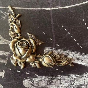 Large Rose Brass Corner, Brass Ox, Brass Stampings